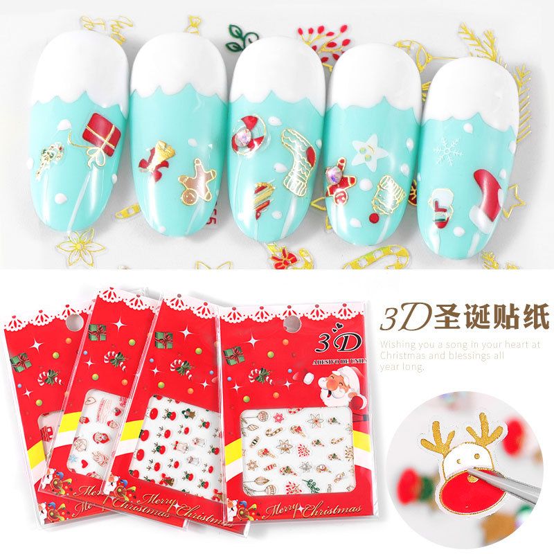 Christmas Letter Paper Nail Patches 1 Set Nail Supplies