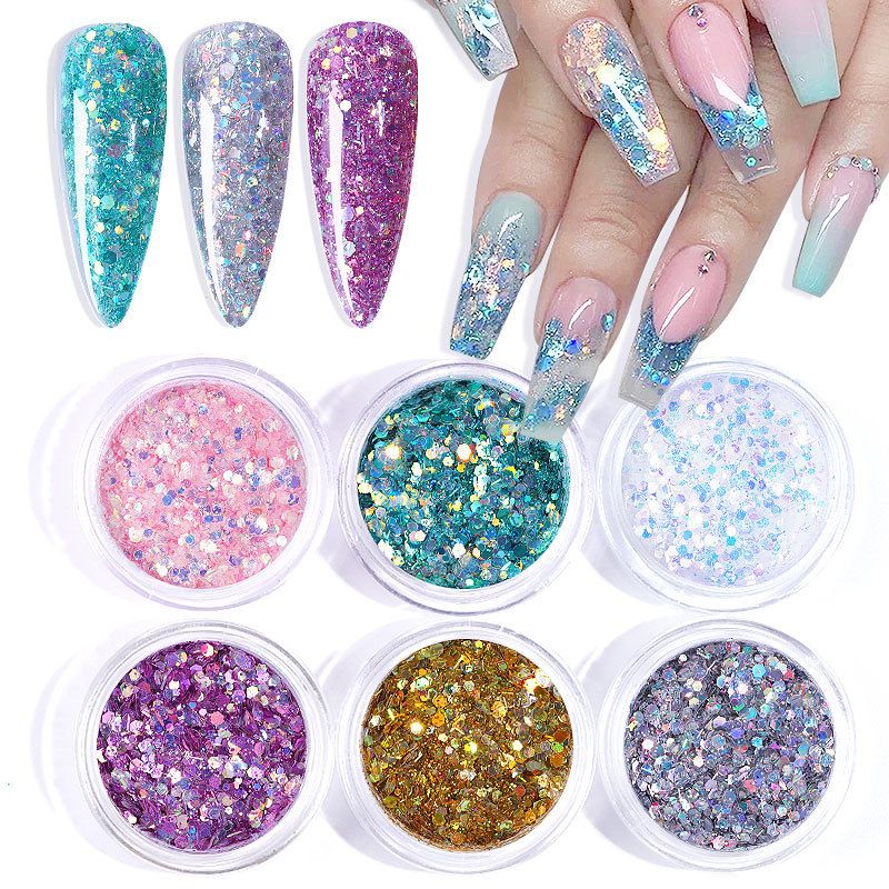 Fashion Solid Color Sequin Nail Decoration Accessories 1 Set Nail Supplies