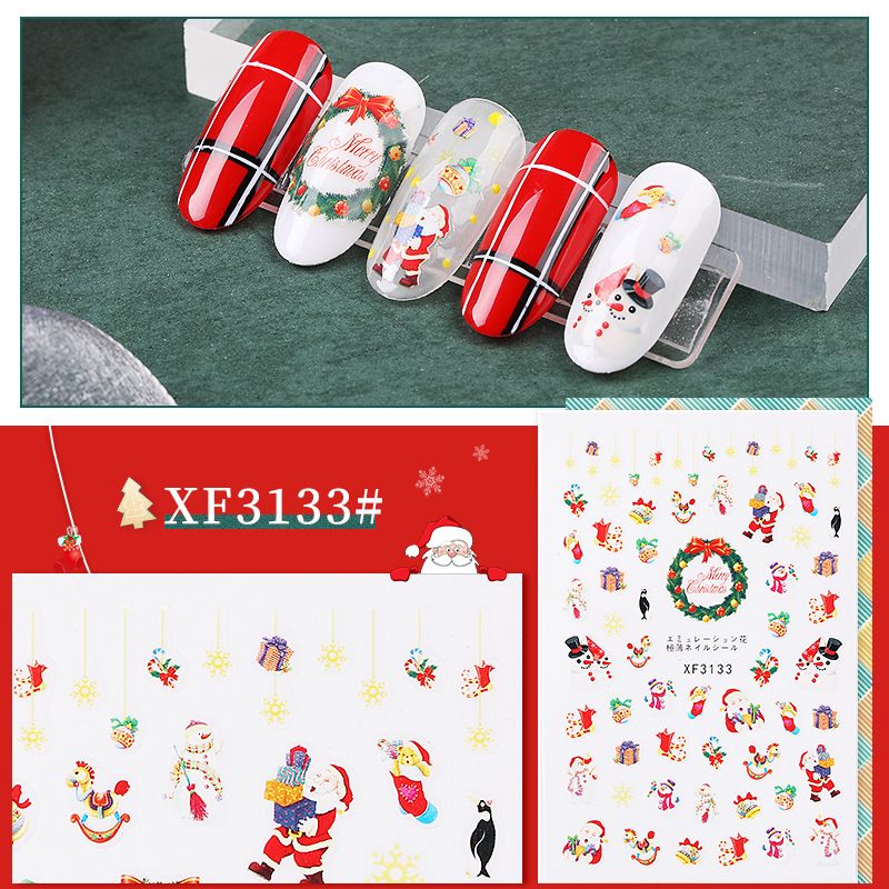 Cute Christmas Tree Snowflake Christmas Stickers Nail Decoration Accessories