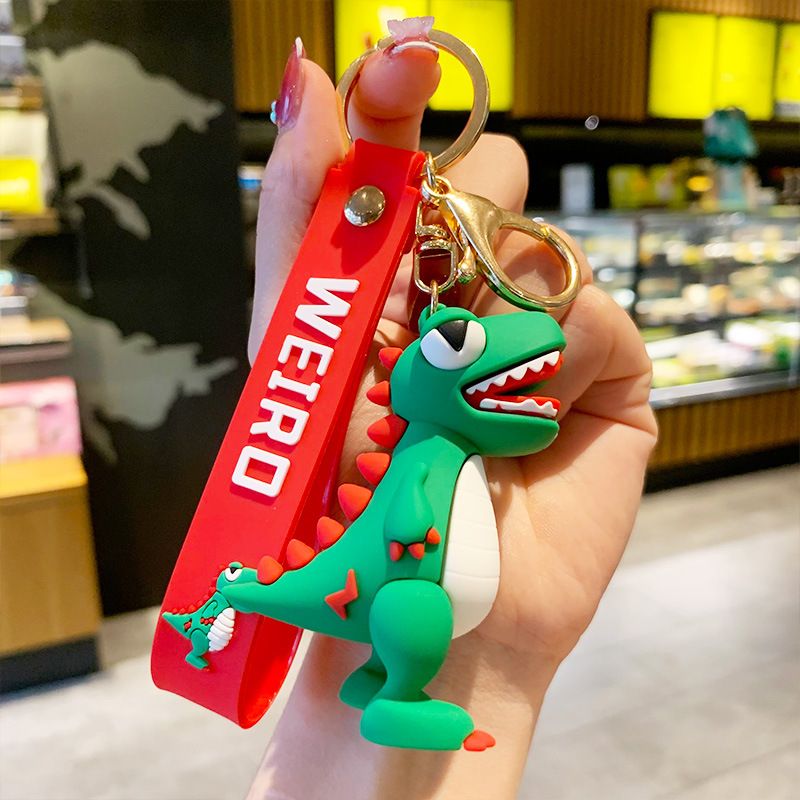 Cute Dinosaur Pvc Plating Bag Pendant Keychain