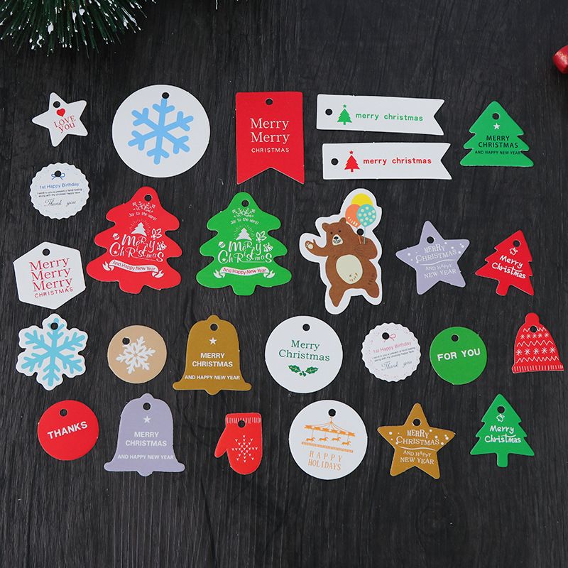 Christmas Eve Creative Cute Hangtag Gift Box Accessories Paper Card 100 Pieces Set
