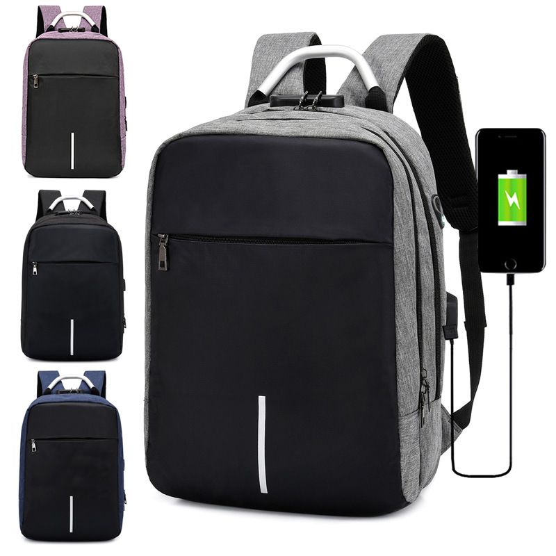 Unisex Medium All Seasons Polyester Solid Color Business Square Zipper Functional Backpack
