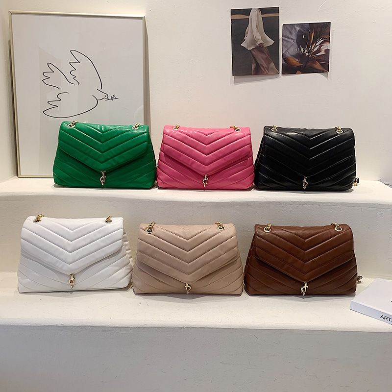 Women's Medium Pu Leather Solid Color Fashion Square Lock Clasp Crossbody Bag