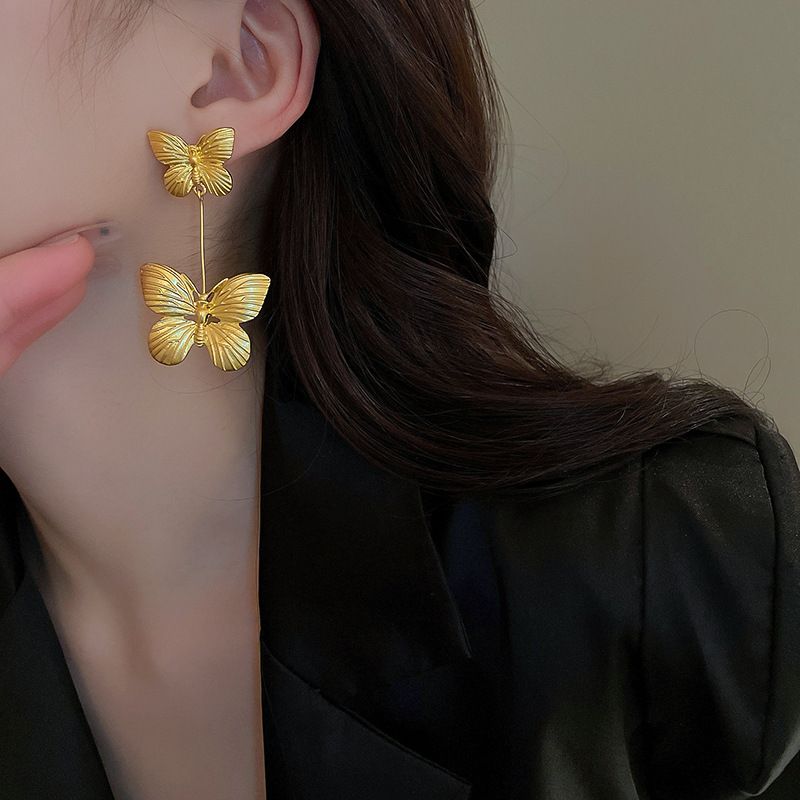 1 Pair Sweet Butterfly Plating Copper Copper Drop Earrings