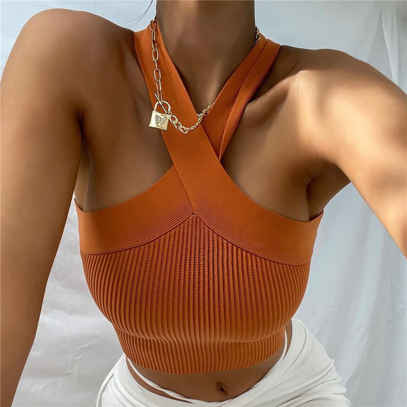 Women's Vest Tank Tops Backless Fashion Solid Color