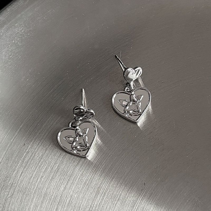 Fashion Heart Shape Alloy Drop Earrings