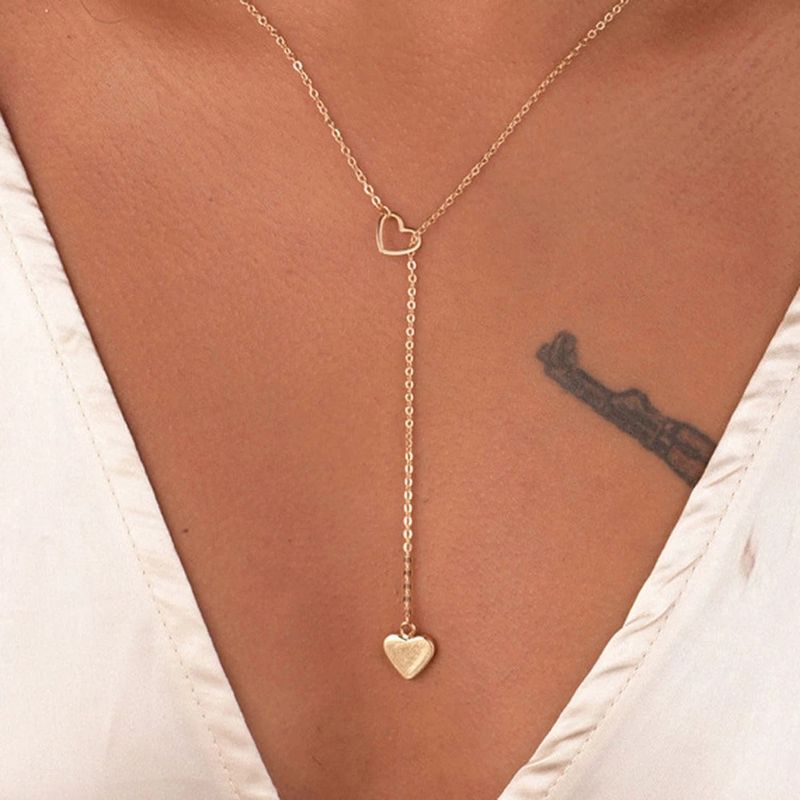 Simple Style Heart Shape Alloy Plating Necklace