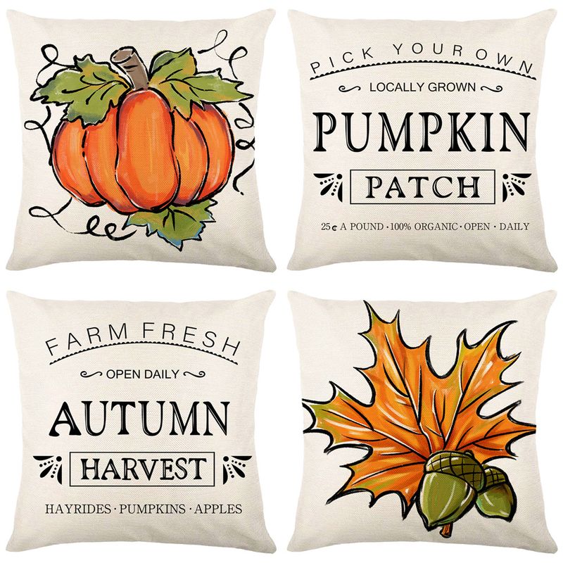 Cute Pumpkin Linen Pillow Cases