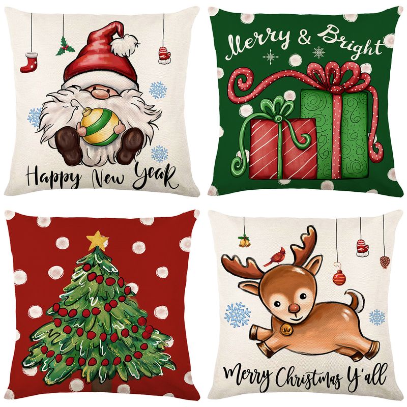 Lindo Árbol De Navidad Papá Noel Lino Fundas De Almohada