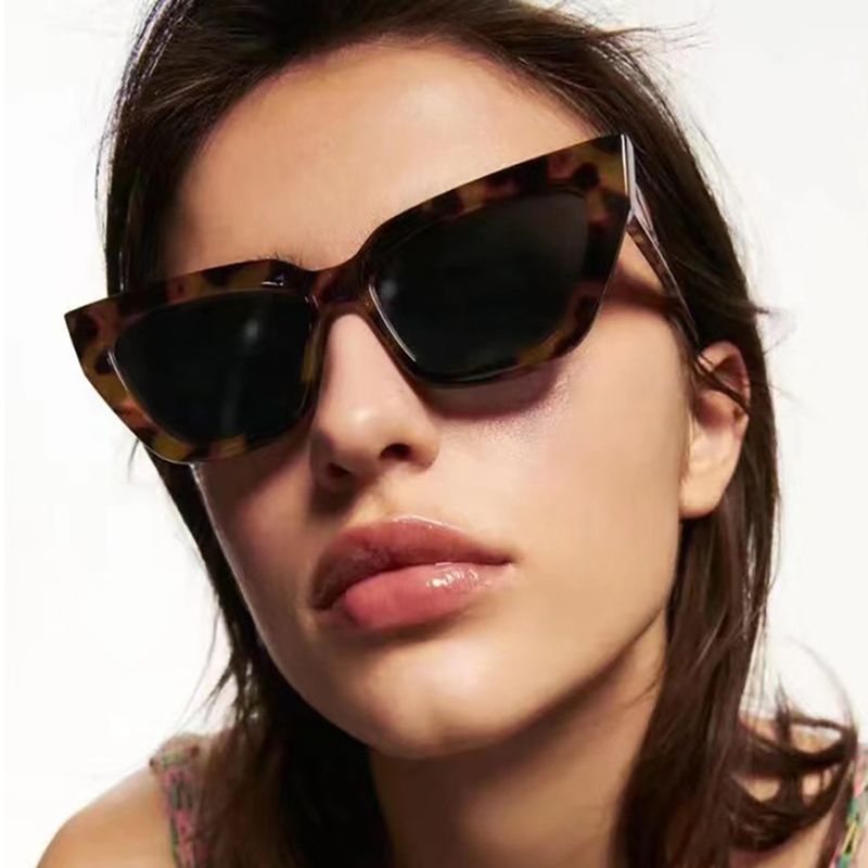 Unisex Retro Solid Color Ac Cat Eye Full Frame Sunglasses
