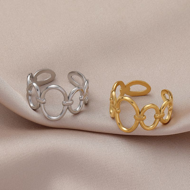 Einfacher Stil Oval Titan Stahl Offener Ring Kupfer Ringe