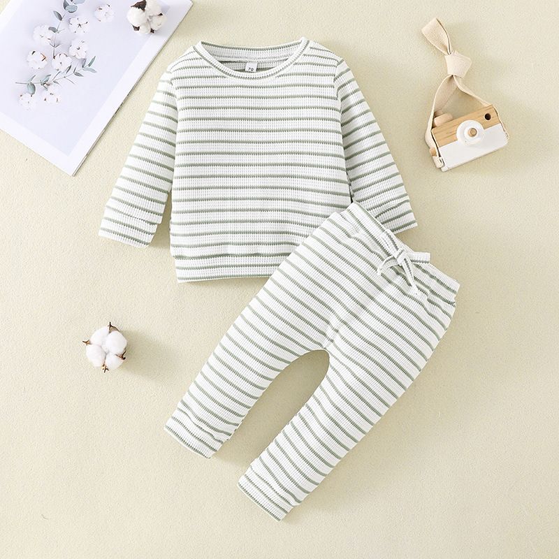 Simple Style Stripe Cotton Polyester Boys Clothing Sets