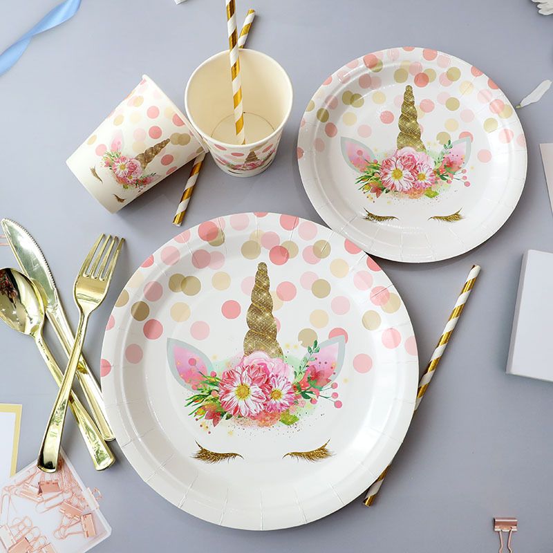 Simple Style Unicorn Paper Tableware 10 Pieces