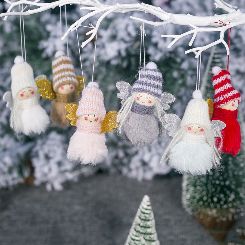 Christmas Cute Cartoon Wood Plush Party Hanging Ornaments