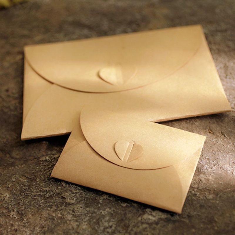 Rétro En Forme De Coeur Boucle Enveloppe Diy Kraft Papier 1 Pièce