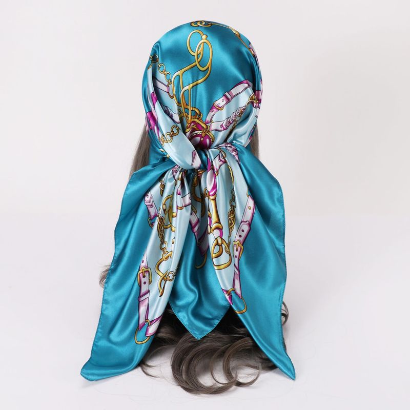 Women's Fashion Chains Print Satin Silk Scarves