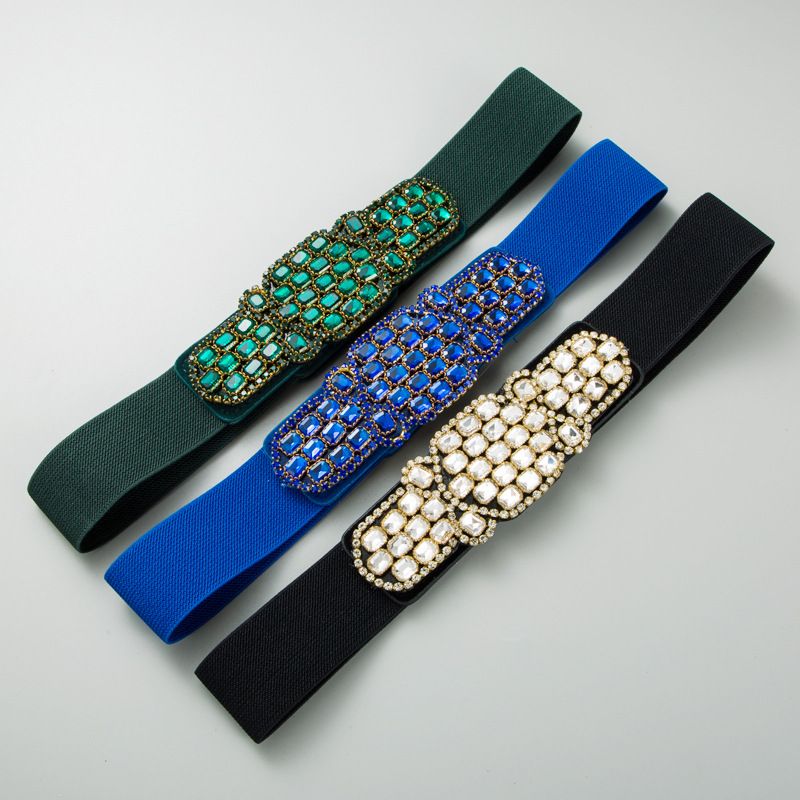 Fashion Geometric Rhinestone Plating Women's Woven Belts 1 Piece