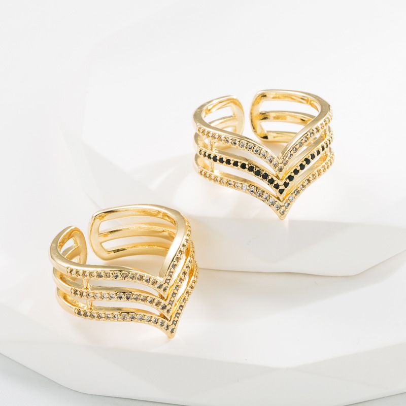 Fashion Heart Shape Copper Rings Inlay Zircon Copper Rings 1 Piece