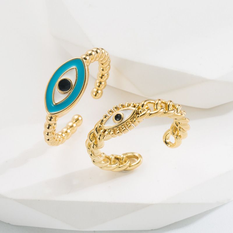 Fashion Eye Copper Open Ring Inlay Zircon Copper Rings 1 Piece