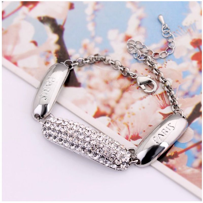 Fashion Letter Alloy Rhinestones Women's Bracelets 1 Piece