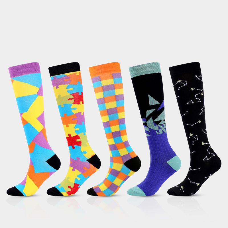 Women's Sports Lattice Nylon Jacquard Crew Socks