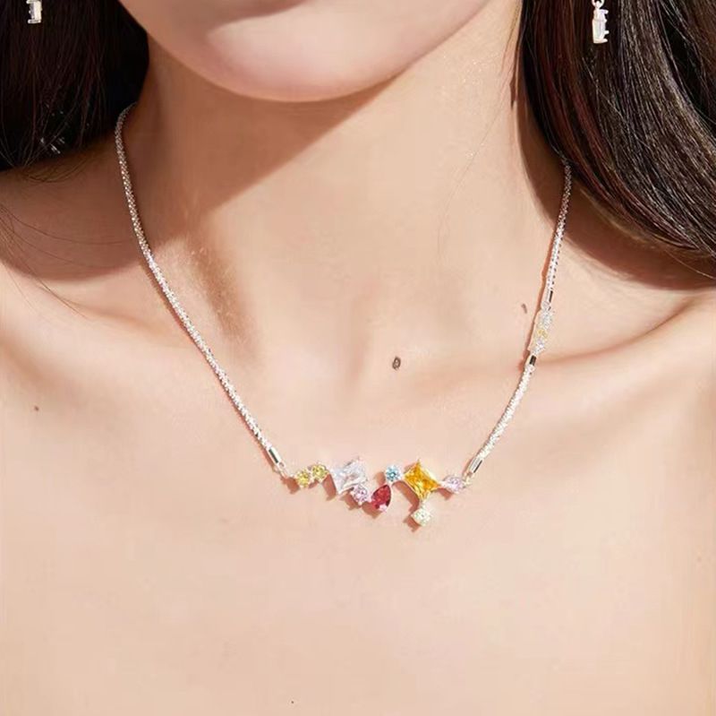 Moda Geométrico Gotitas De Agua Cobre Embutido Diamantes De Imitación Mujeres Pulsera Aretes Collar