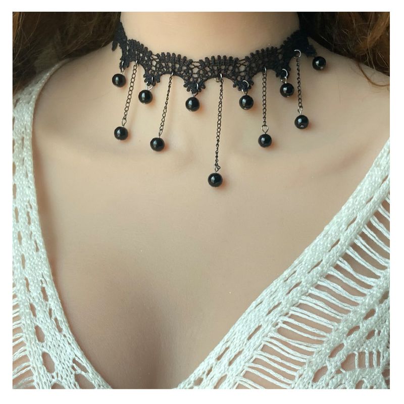 Gothic Solid Color Lace Choker 1 Piece