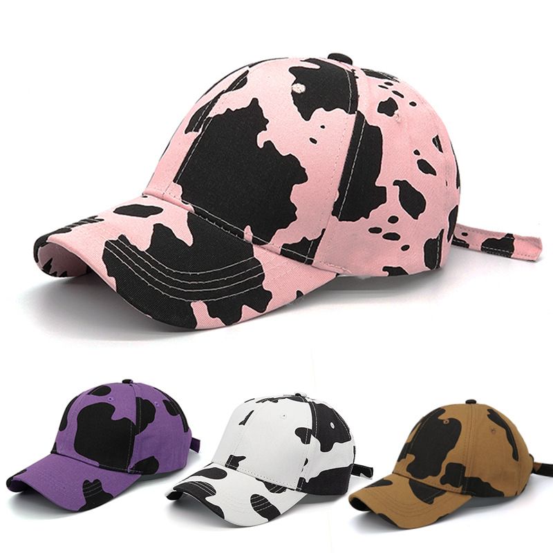 Unisex Fashion Cow Pattern Printing Curved Eaves Baseball Cap