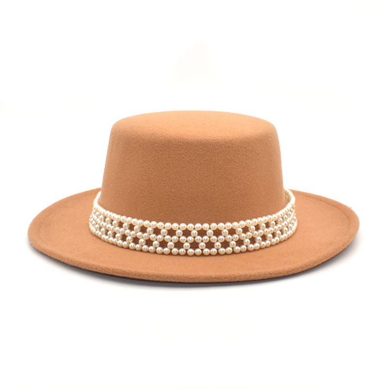Unisex Fashion Solid Color Flat Eaves Fedora Hat