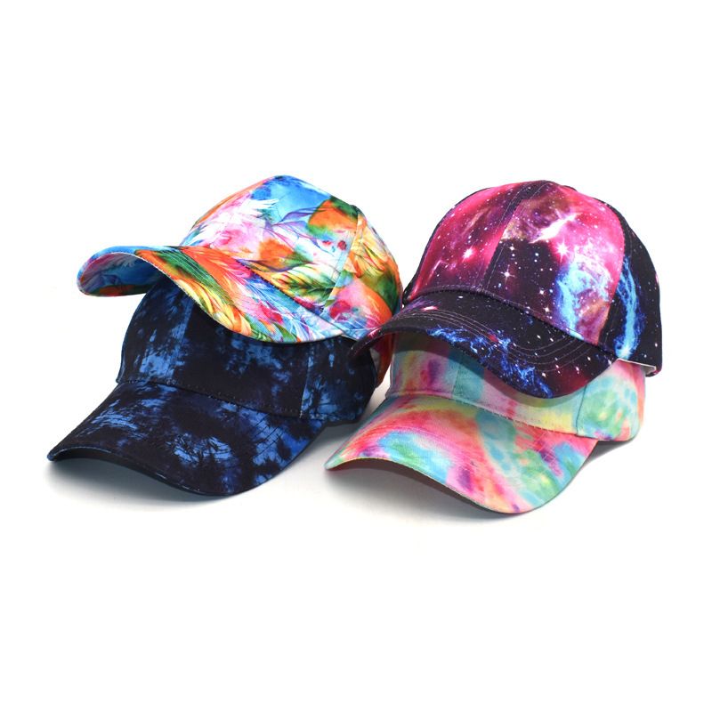 Unisex Fashion Color Block Printing Curved Eaves Baseball Cap