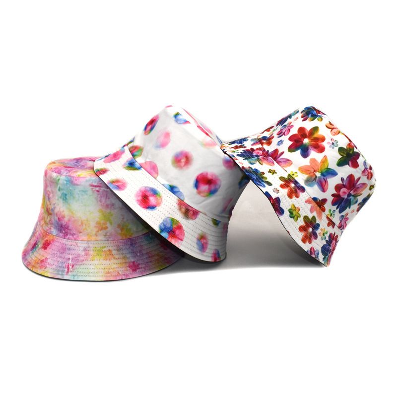 Unisex Casual Tie Dye Printing Wide Eaves Bucket Hat