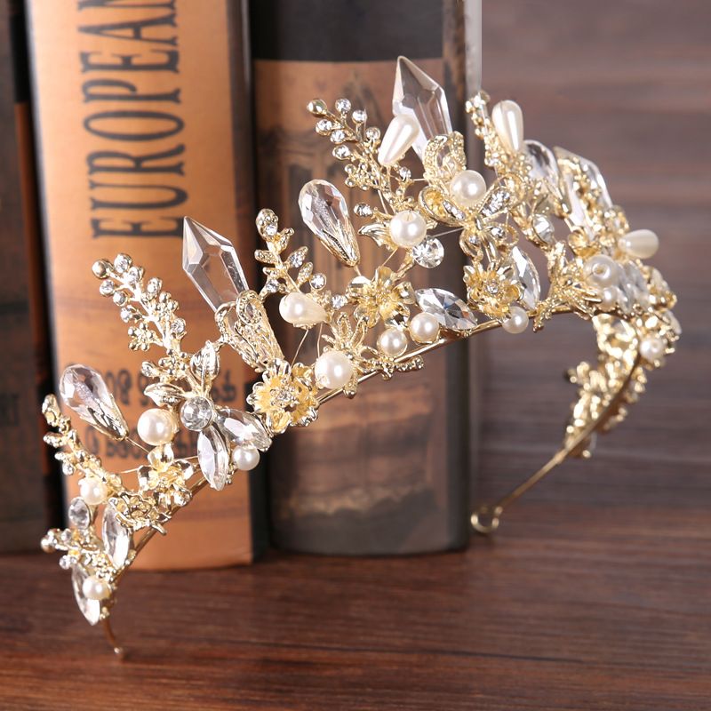 Baroque Style Flower Alloy Crystal Pearl Inlay Rhinestones 1 Piece