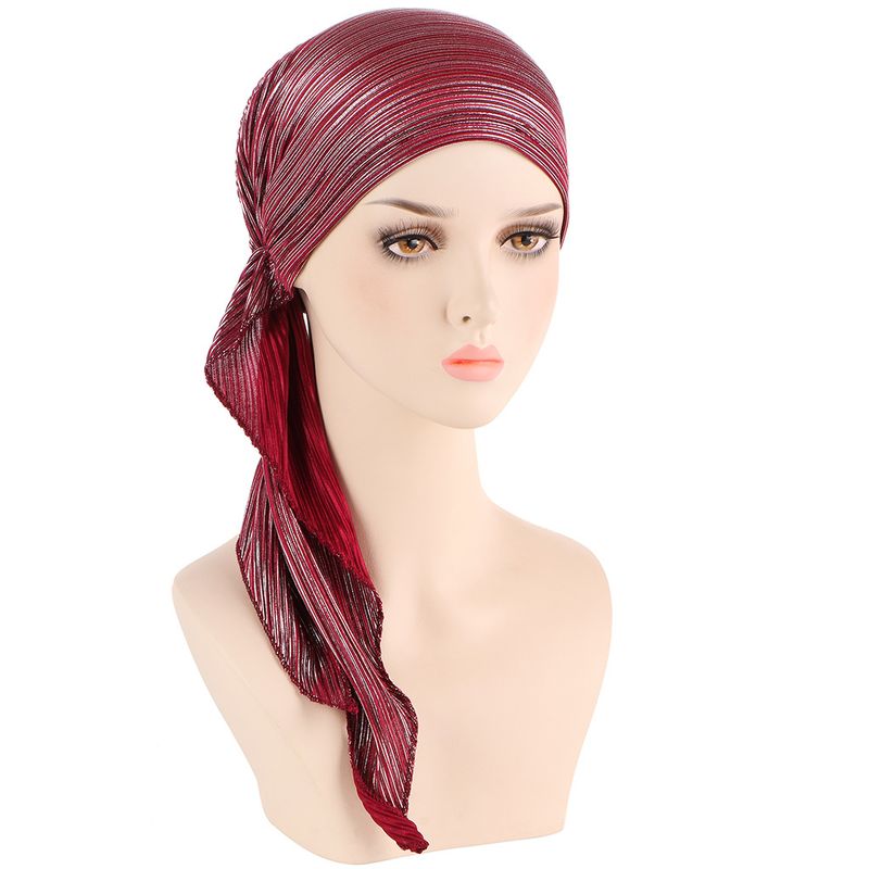 Frau Ethnischer Stil Streifen Einfarbig Beanie-mütze