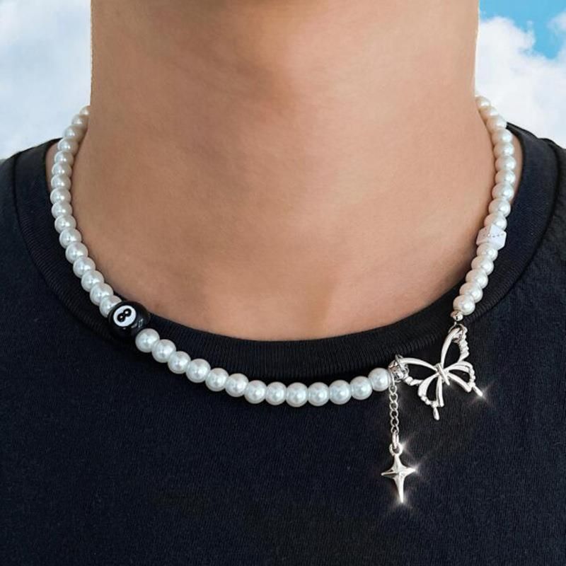 Mode Schmetterling Legierung Perle Überzug Frau Halskette