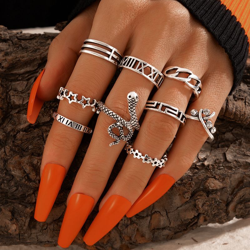 Fashion Star Moon Snake Alloy Unisex Rings 9 Pieces