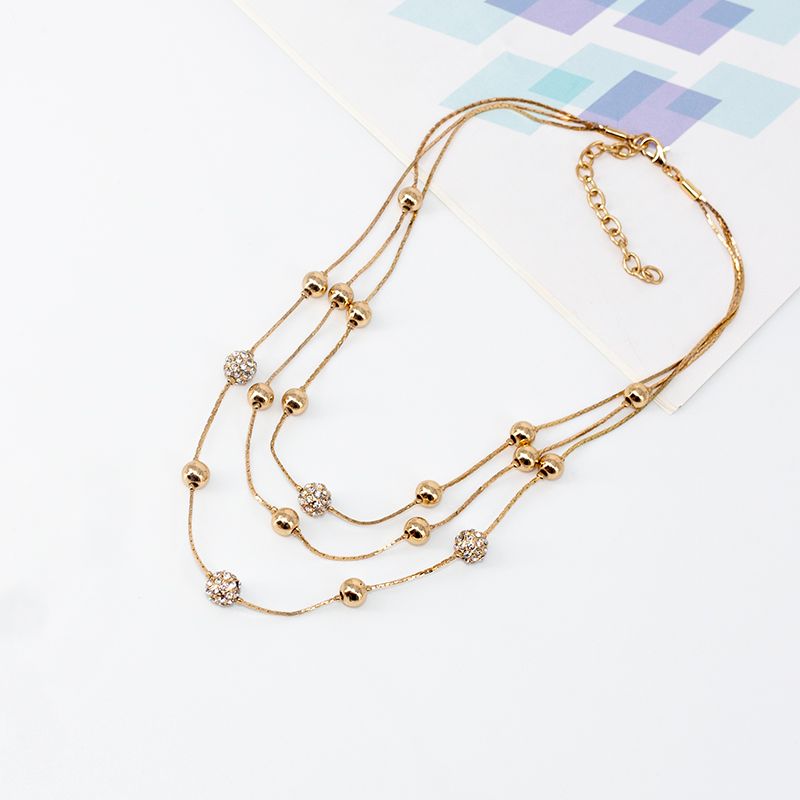 Fashion Geometric Alloy Metal Beaded Zircon Women's Necklace 1 Piece