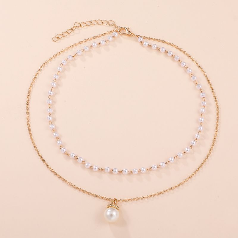 Élégant Géométrique Alliage Placage Perles Artificielles Femmes Collier En Couches