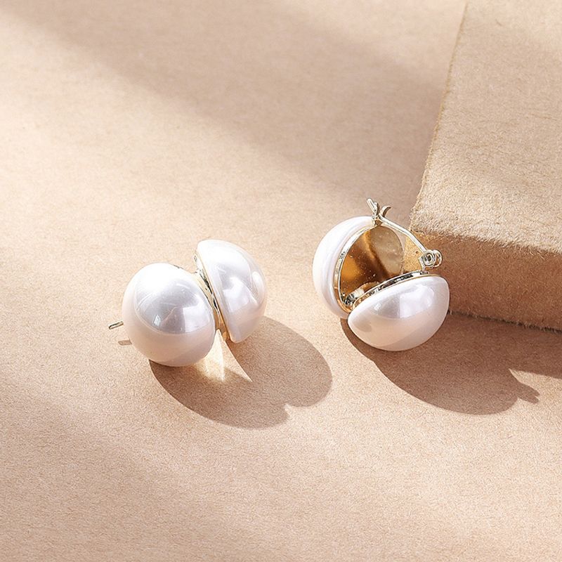 Fashion Round Alloy Inlay Artificial Pearls Women's Ear Studs 1 Pair