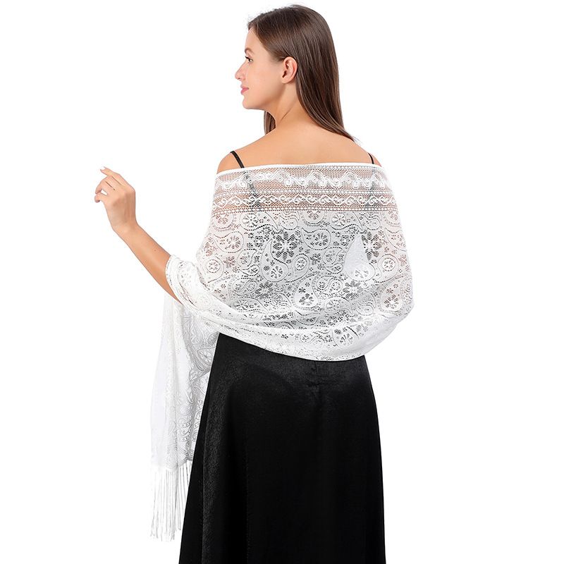 Women's Elegant Solid Color Flower Polyester Lace Shawls