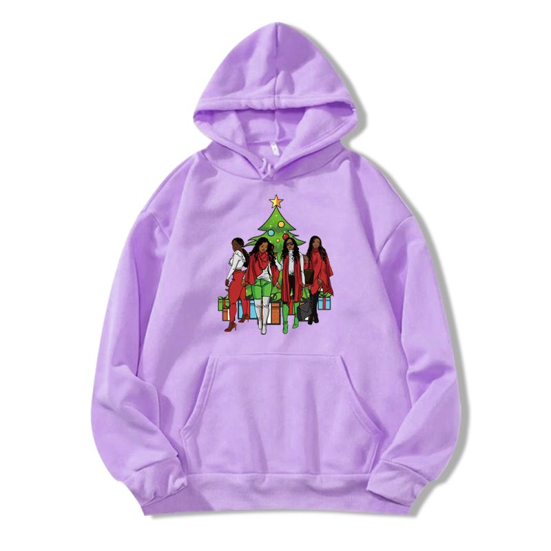 Mode Sapin De Noël Polyester Encapuchonné Manche Longue Manches Régulières Impression Poche Sweat À Capuche