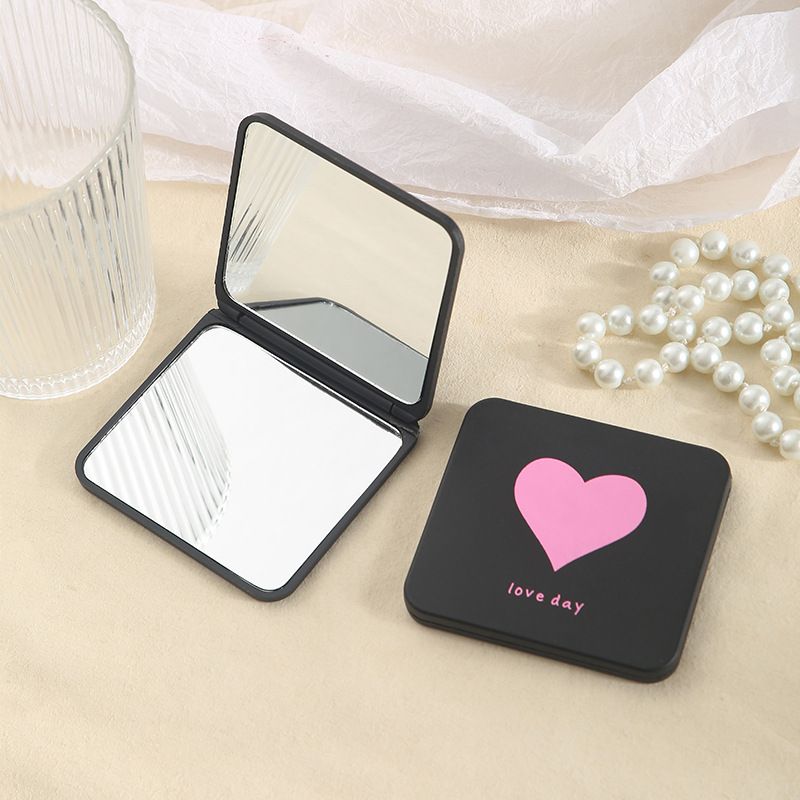 Black Small Folding Mini Portable Frosted Double-sided Cosmetic Mirror