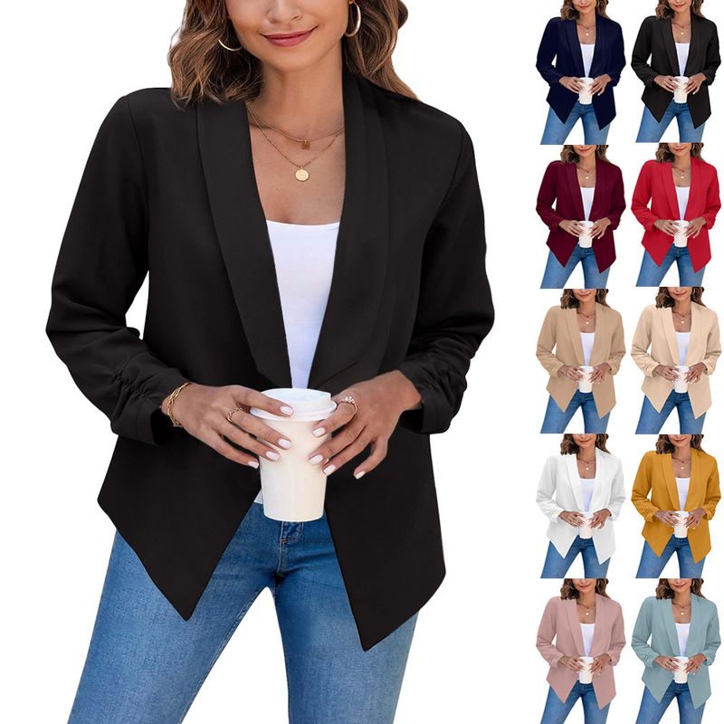 Fashion Solid Color Patchwork Polyester Placket Blazer