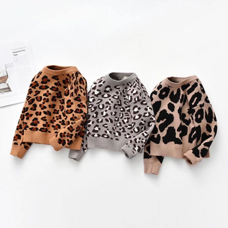 Casual Leopard Acrylic Hoodies & Sweaters