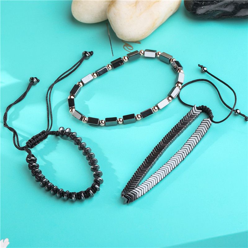 Simple Style Geometric Alloy Patchwork Men's Bracelets 3 Pieces