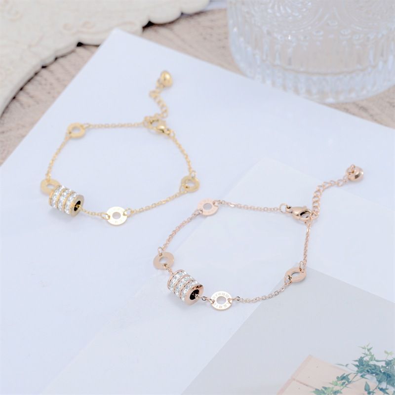 Fashion Solid Color Titanium Steel Inlay Artificial Gemstones Bracelets 1 Piece