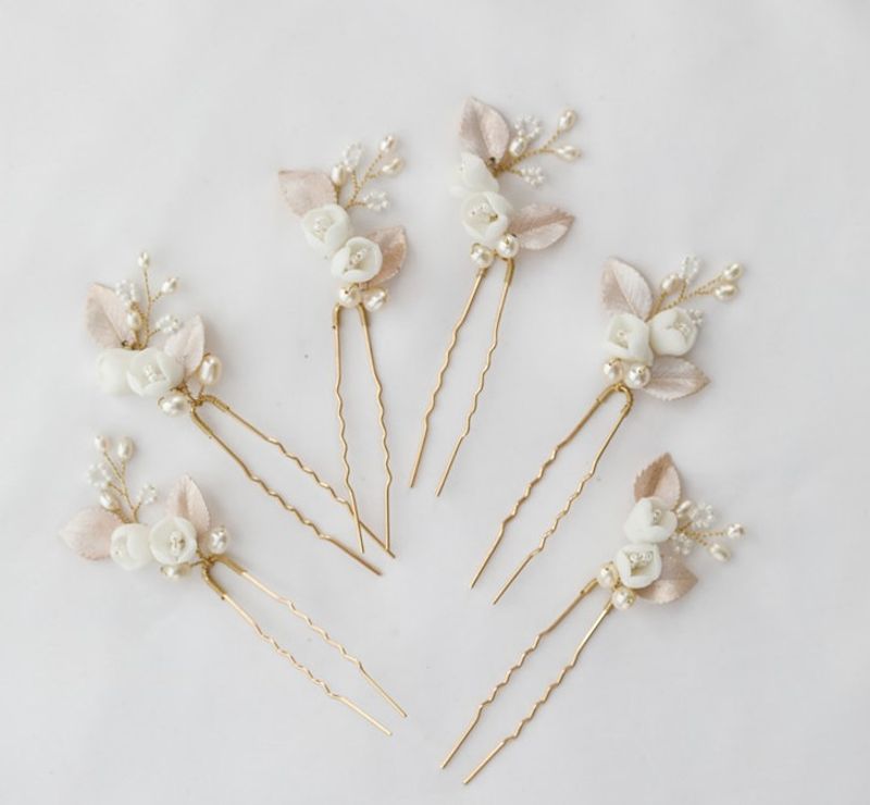Sweet Flower Metal Artificial Pearls 1 Piece