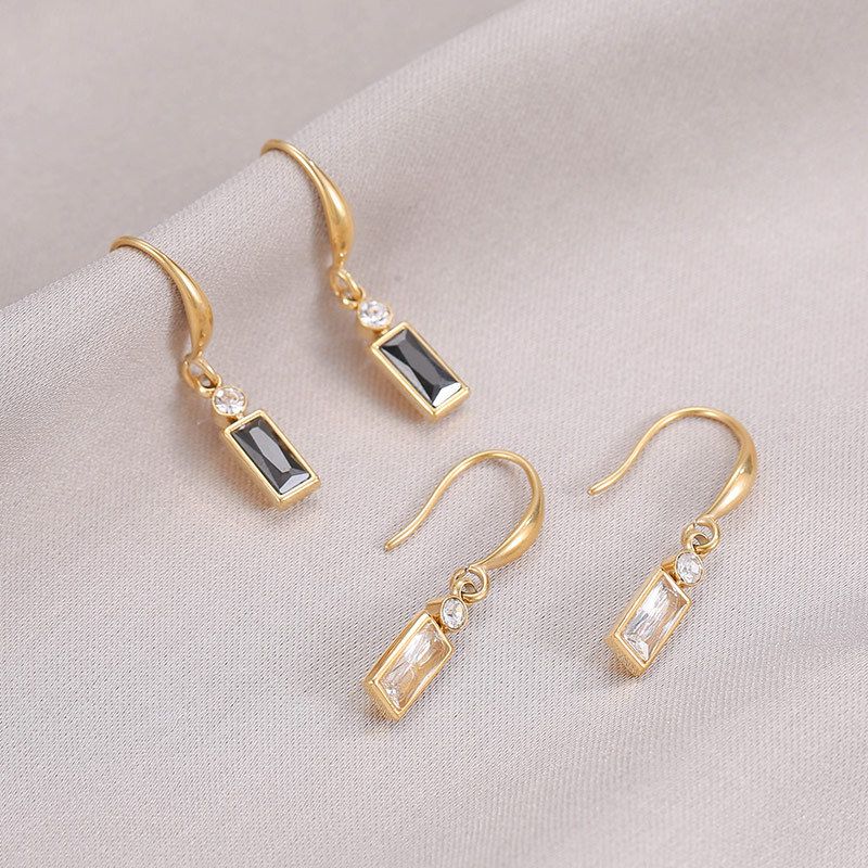 Fashion Geometric Titanium Steel Plating Zircon Earrings 1 Pair