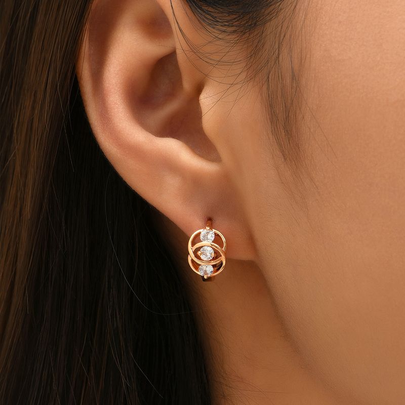 Fashion Simple Style Circle Alloy Copper Gold Plated Zircon Unisex Hoop Earrings 1 Pair