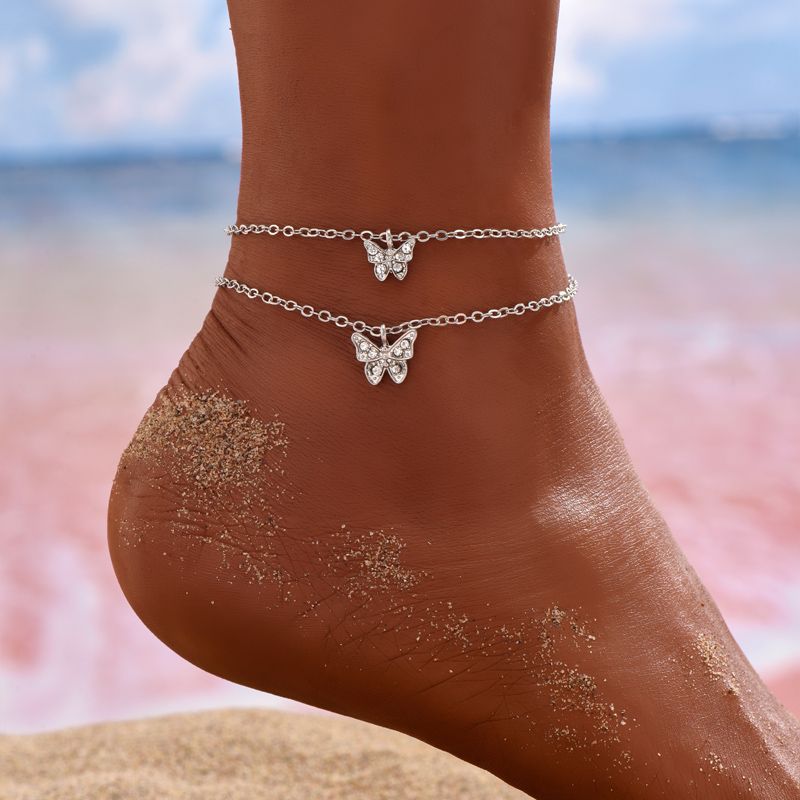 Fashion Butterfly Alloy Rhinestones Women's Anklet 1 Set