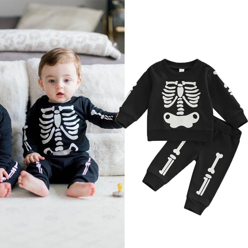 Halloween Mode Squelette Coton Bébé Vêtements Ensembles